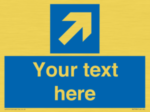 Custom Mandatory directional sign, blue arrow up and right